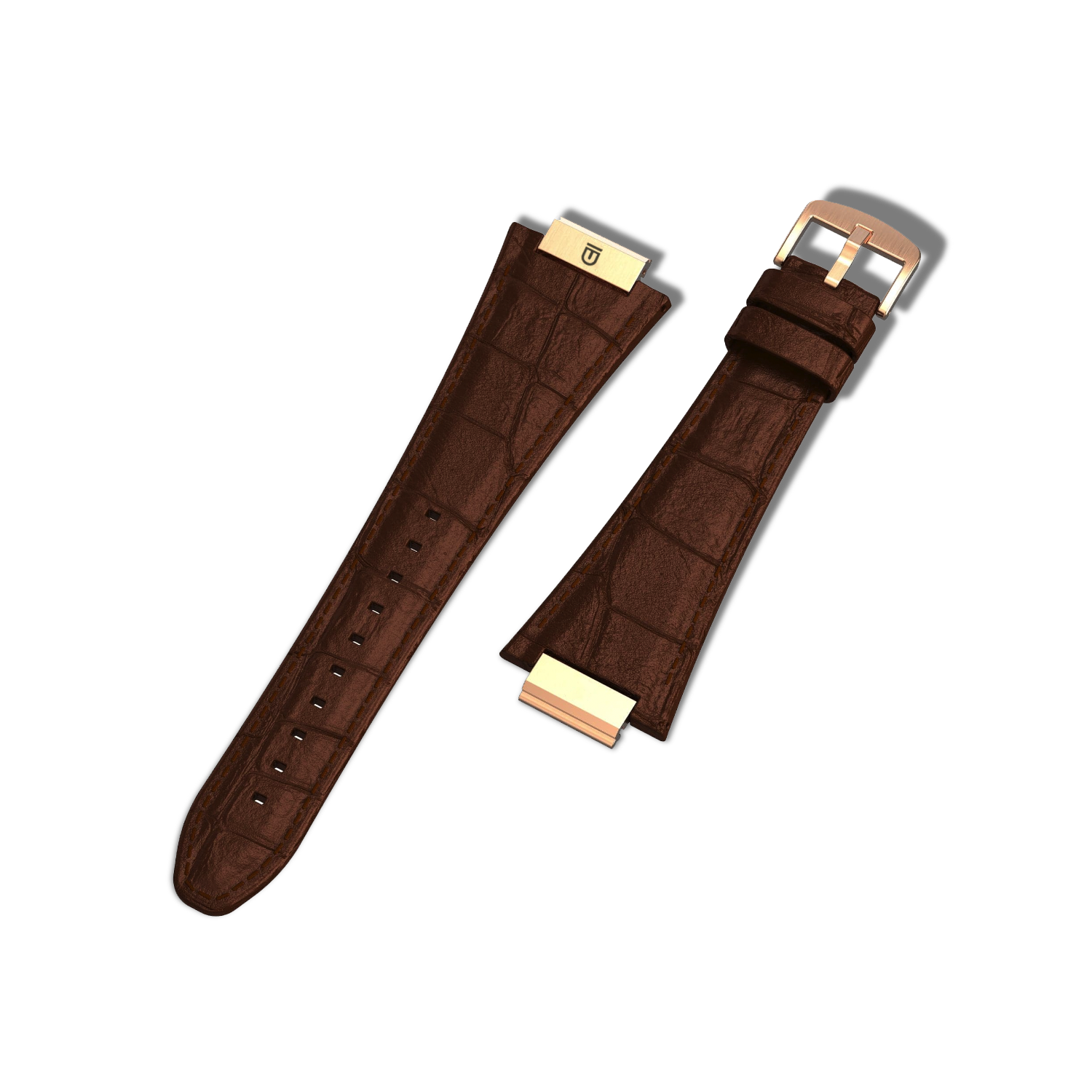 Apple Watch Strap Rose Gold Brown ML - Leather