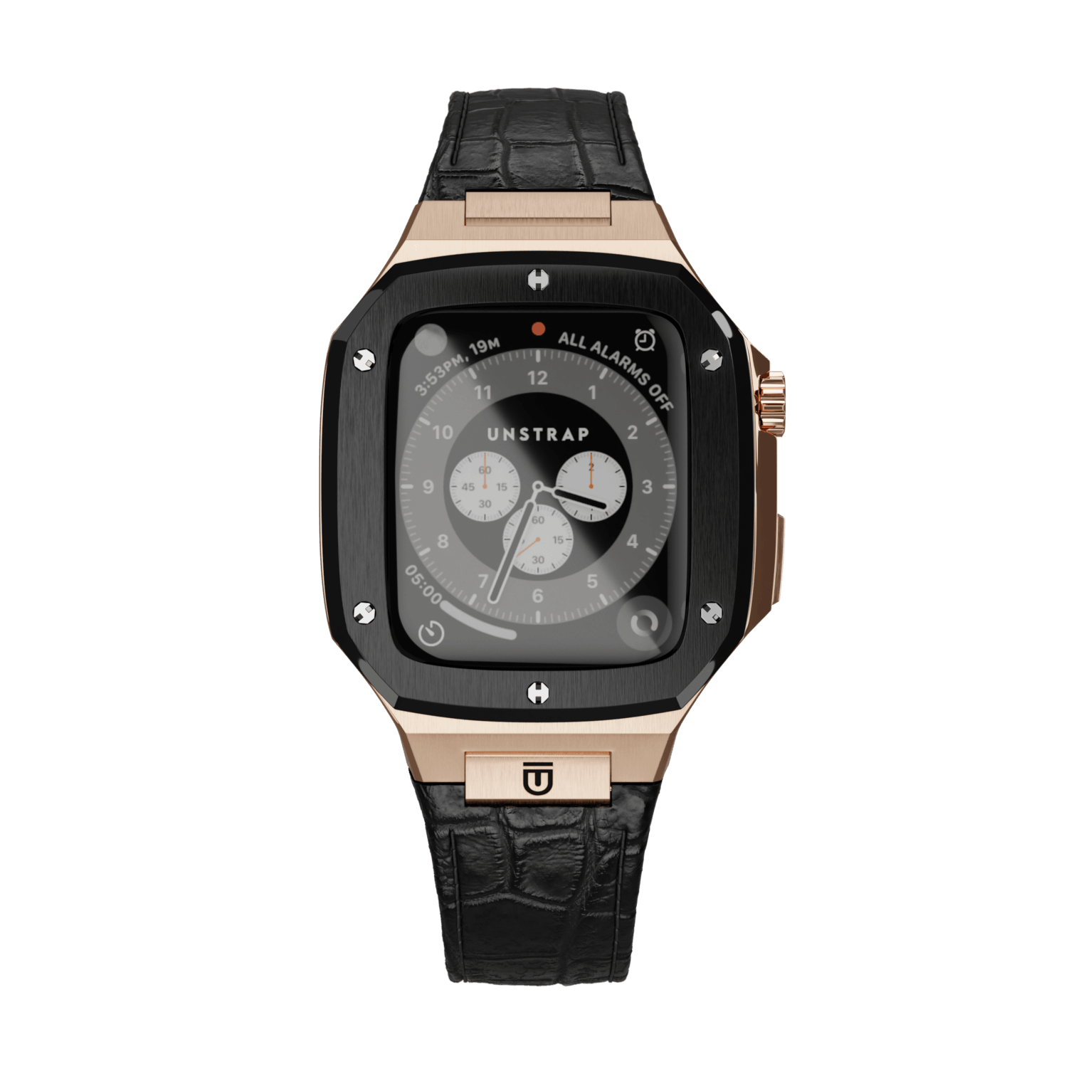 UNSTRAP Apple Watch Case Rose Gold Black ml Leather 44mm