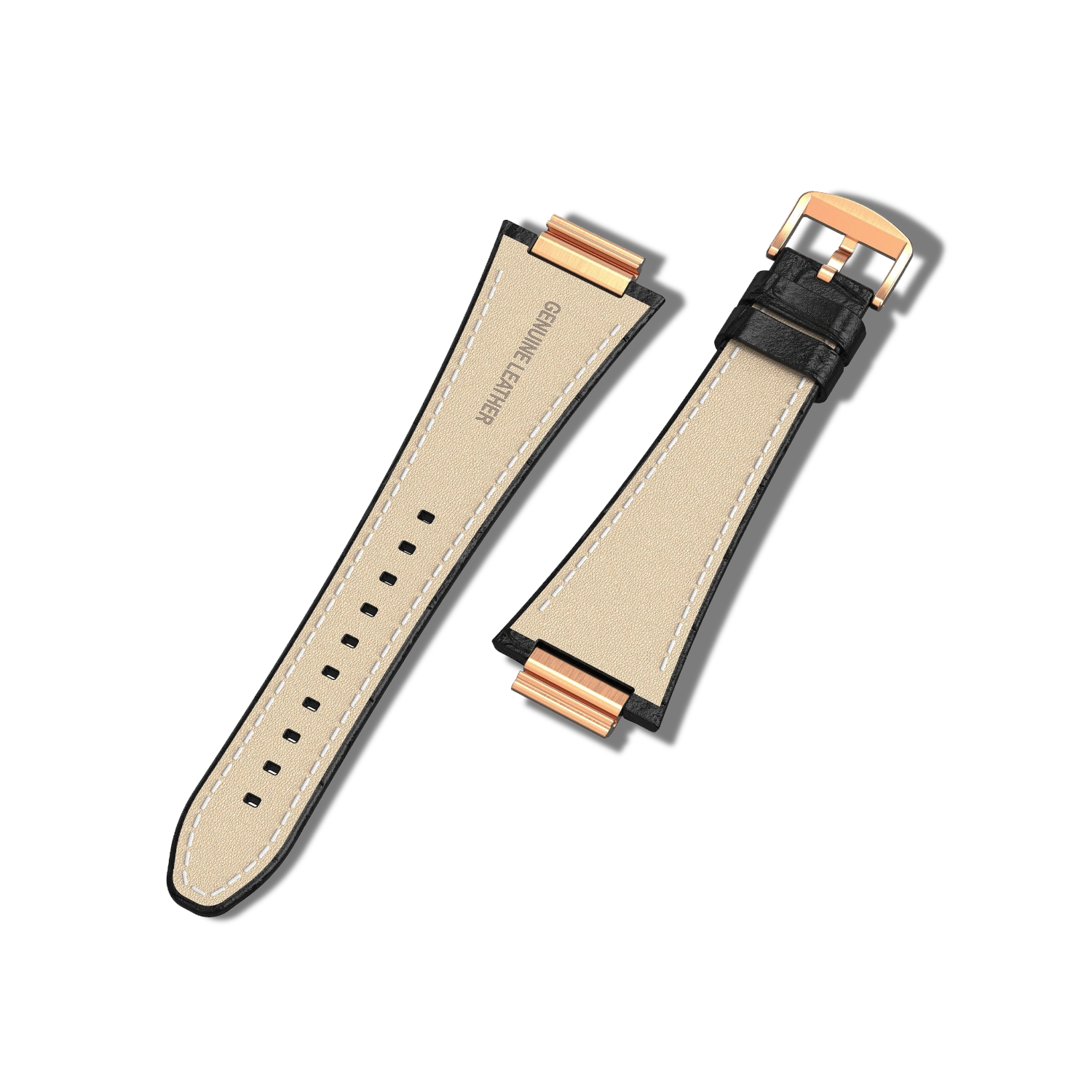 Apple Watch Strap Rose Gold Black ML - Leather