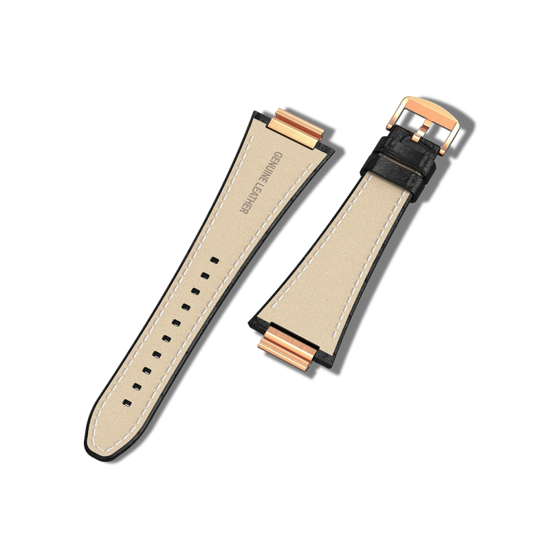 Apple Watch Strap Rose Gold Black ML - Leather