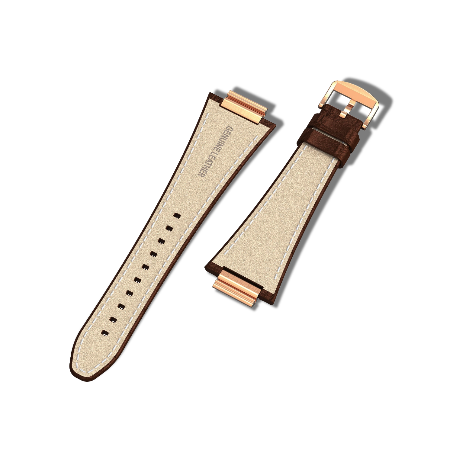 Apple Watch Strap Rose Gold Brown ML - Leather