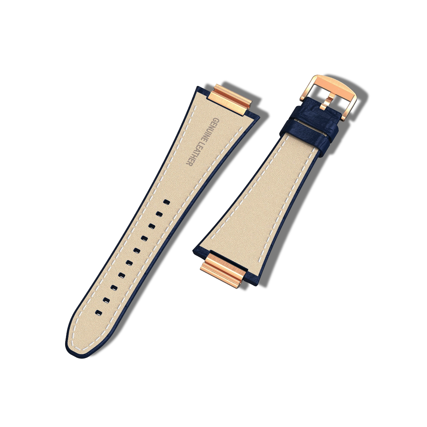Apple Watch Strap Rose Gold Navy ML - Leather