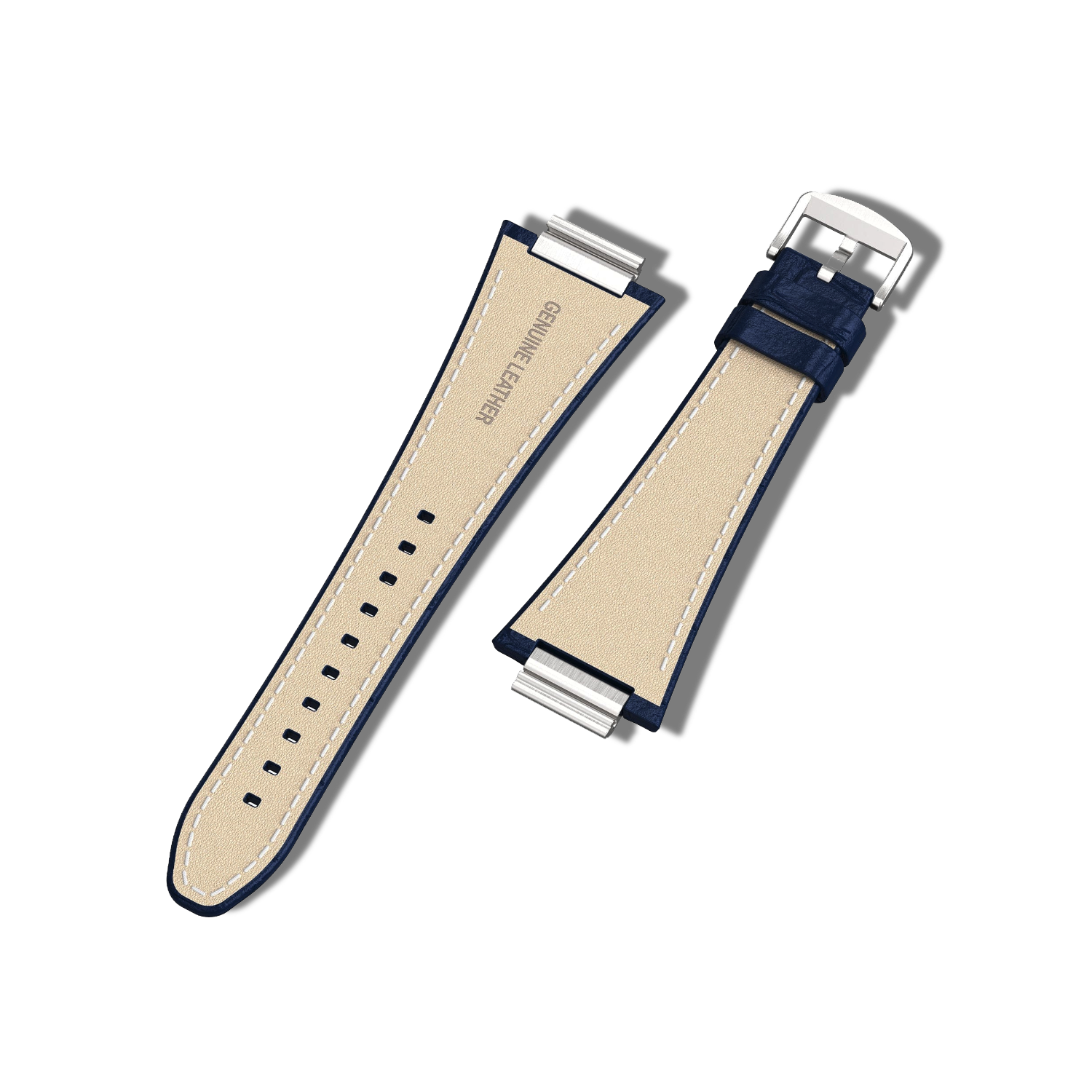 Apple Watch Strap Silver Navy ML Leather