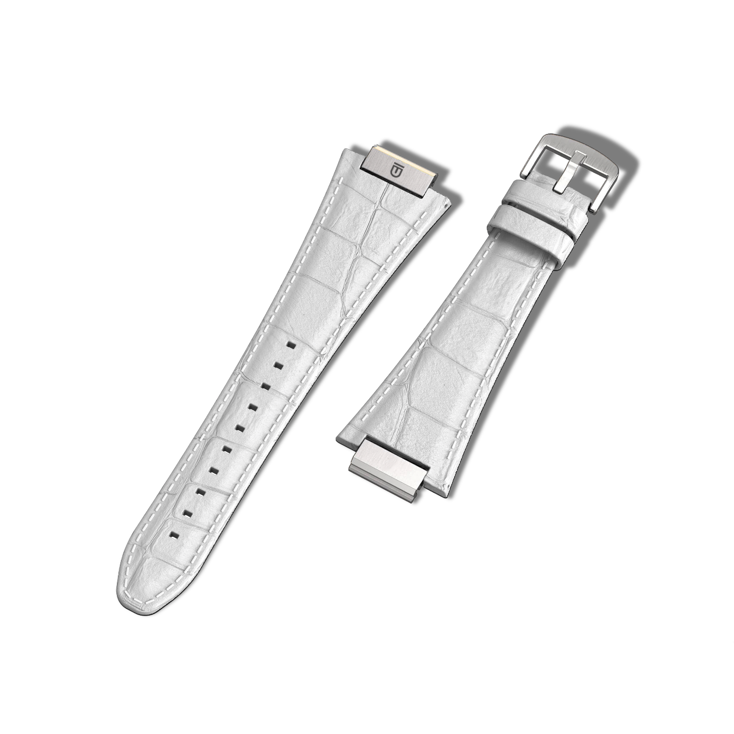 Apple Watch Strap Silver White ML - Leather