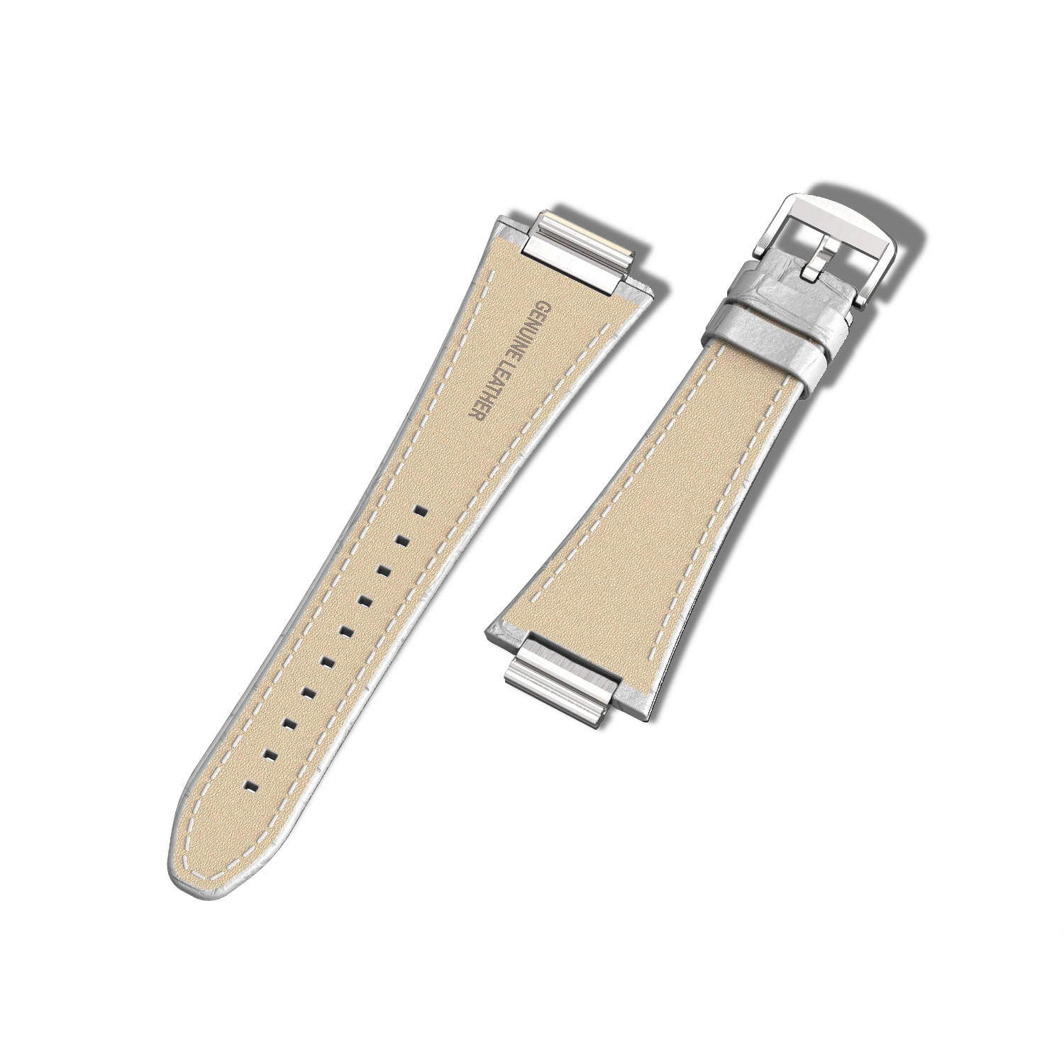 Apple Watch Strap Silver White ML - Leather