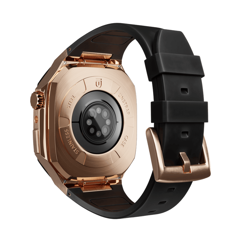 Rose gold band 2025 with black apple watch
