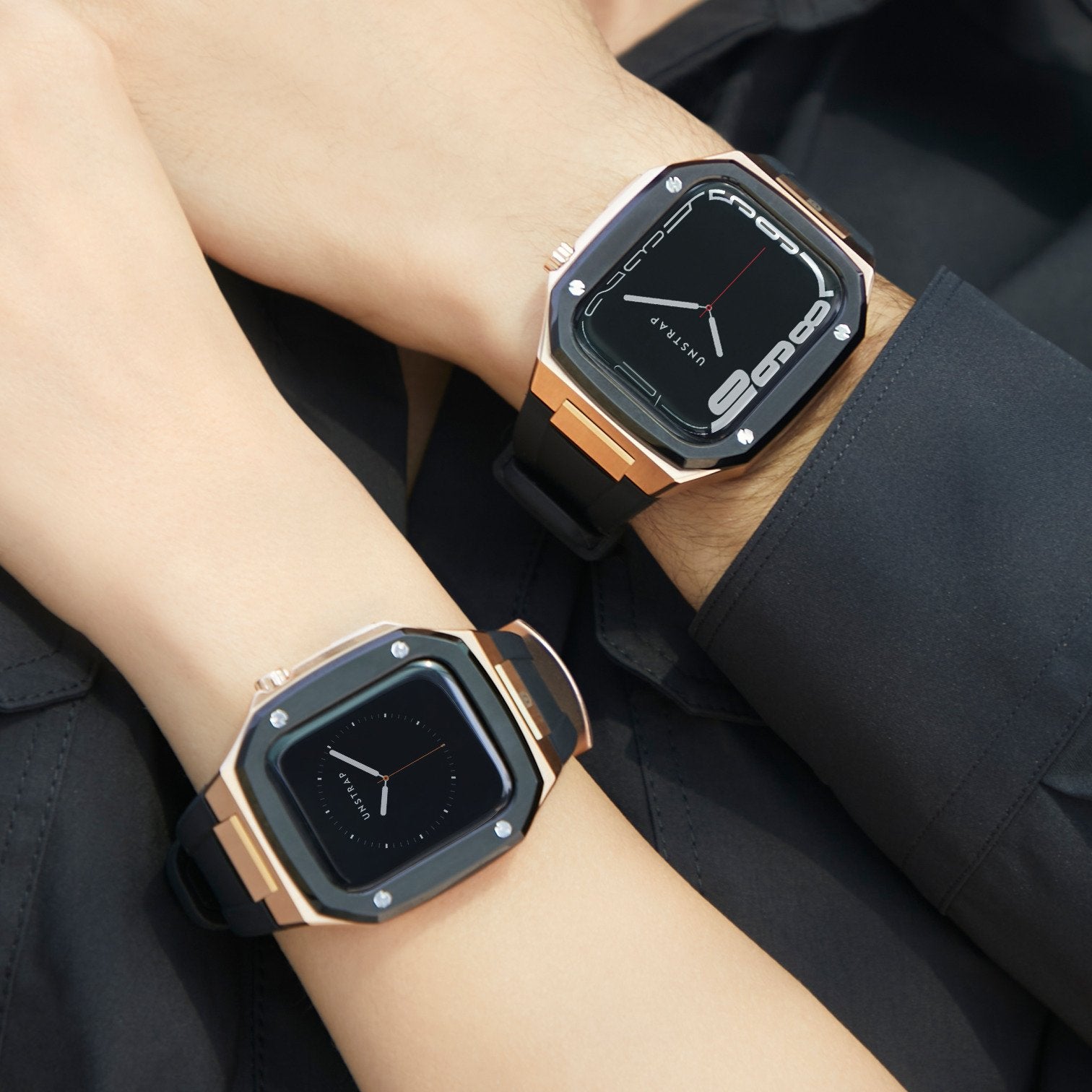 Rubber Apple Watch Black and Rose Gold Case Band ⌚ Unstrap