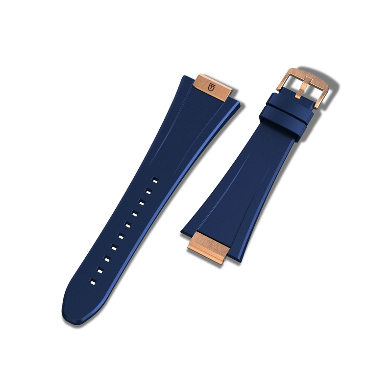 Apple Watch Strap Rose Gold Navy ML - Rubber