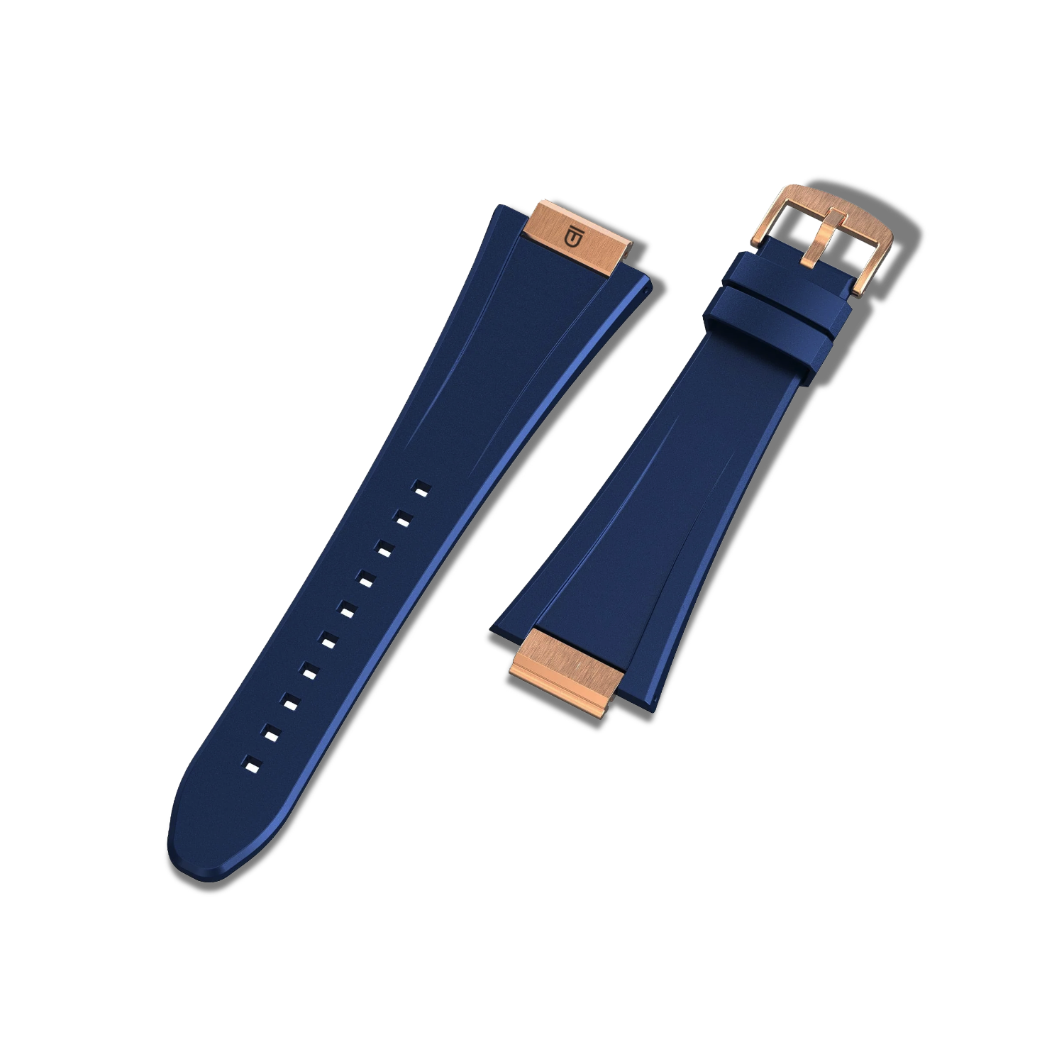 Apple Watch Strap Rose Gold Navy ML - Rubber