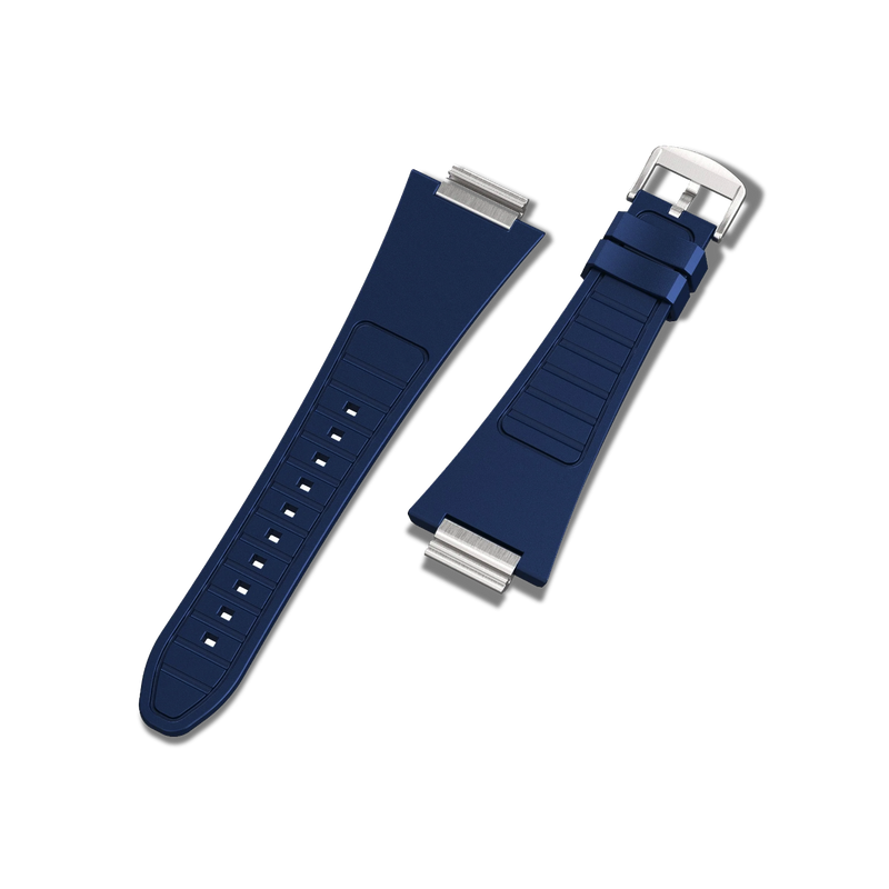 Apple Watch Strap Silver Navy ML - Rubber