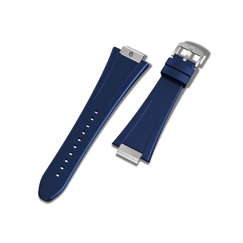 Apple Watch Strap Silver Navy ML - Rubber