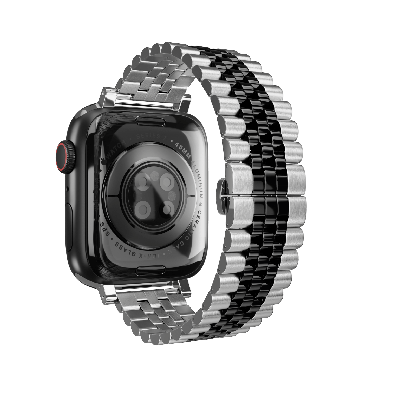 Apple Watch Bracelet Strap - Jubilee - Silver Black