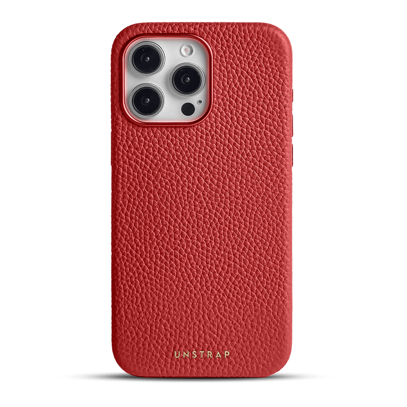 Pebbled Leather MagSafe iPhone Case - Red