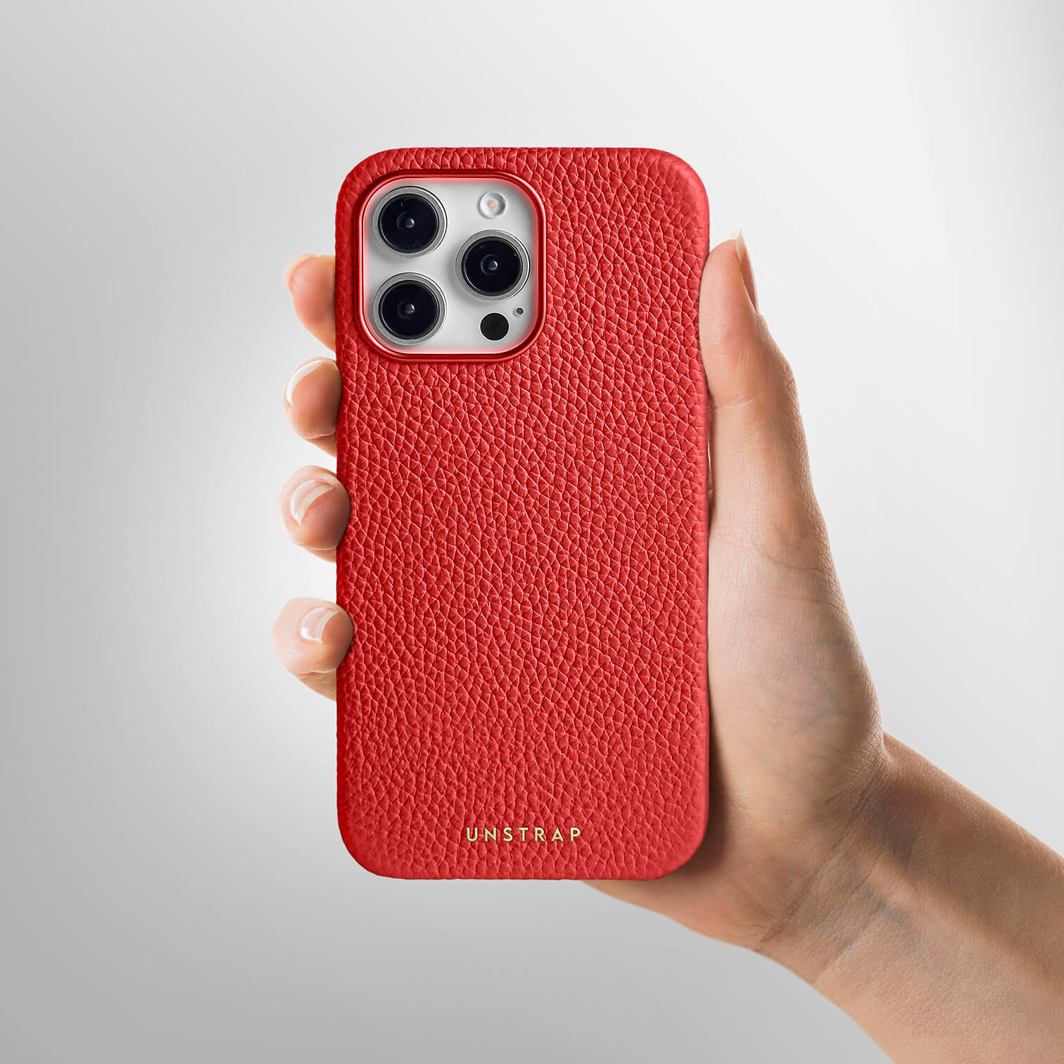 Pebbled Leather MagSafe iPhone Case - Red